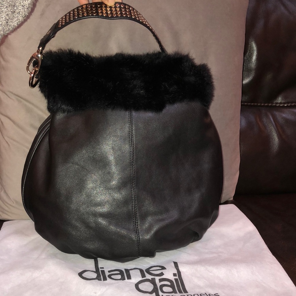 Diane Gail leather and fur bag
